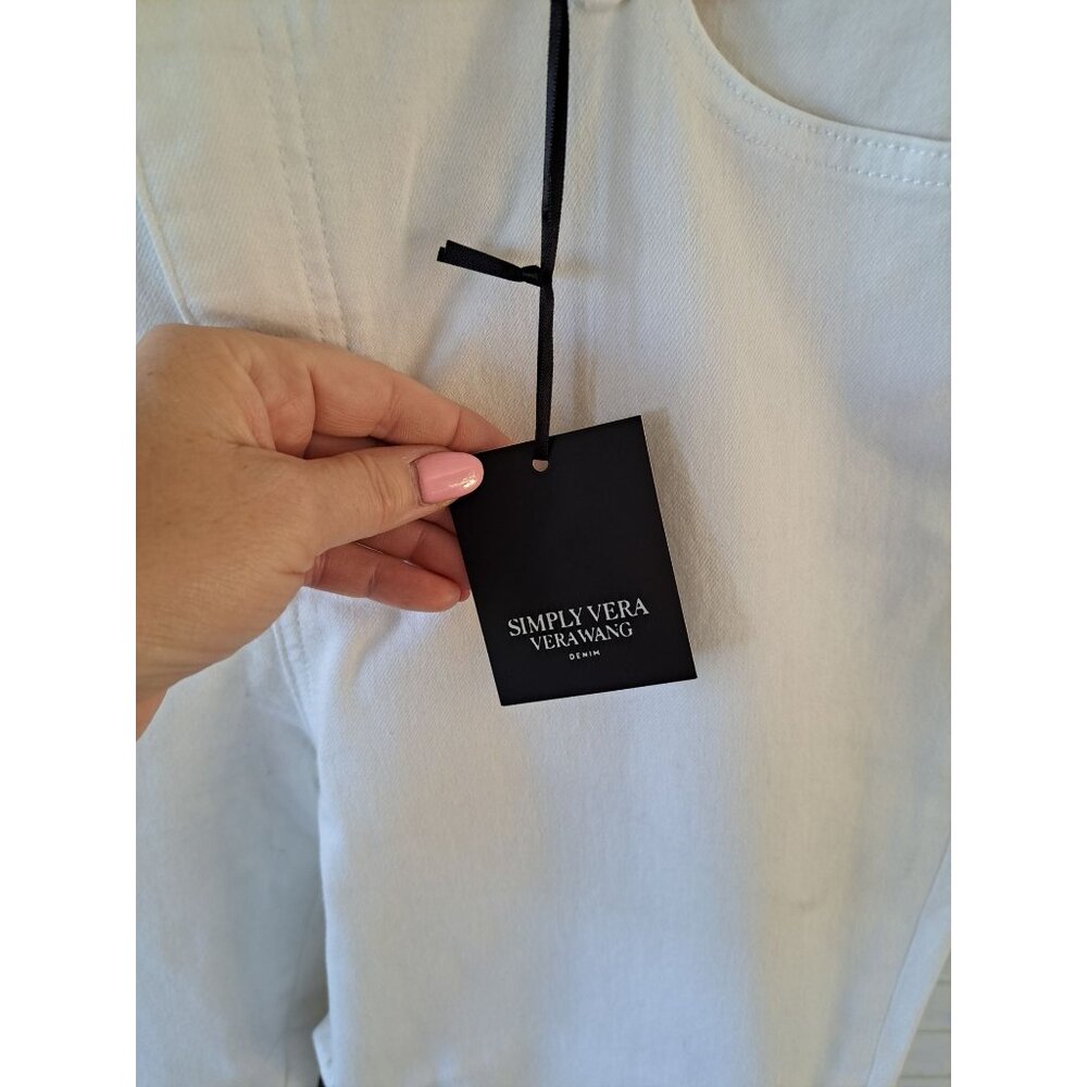 Simply Vera Wang Size 16 Womens White Cropped Jeans Embroidered High Rise NEW - Picture 3 of 11